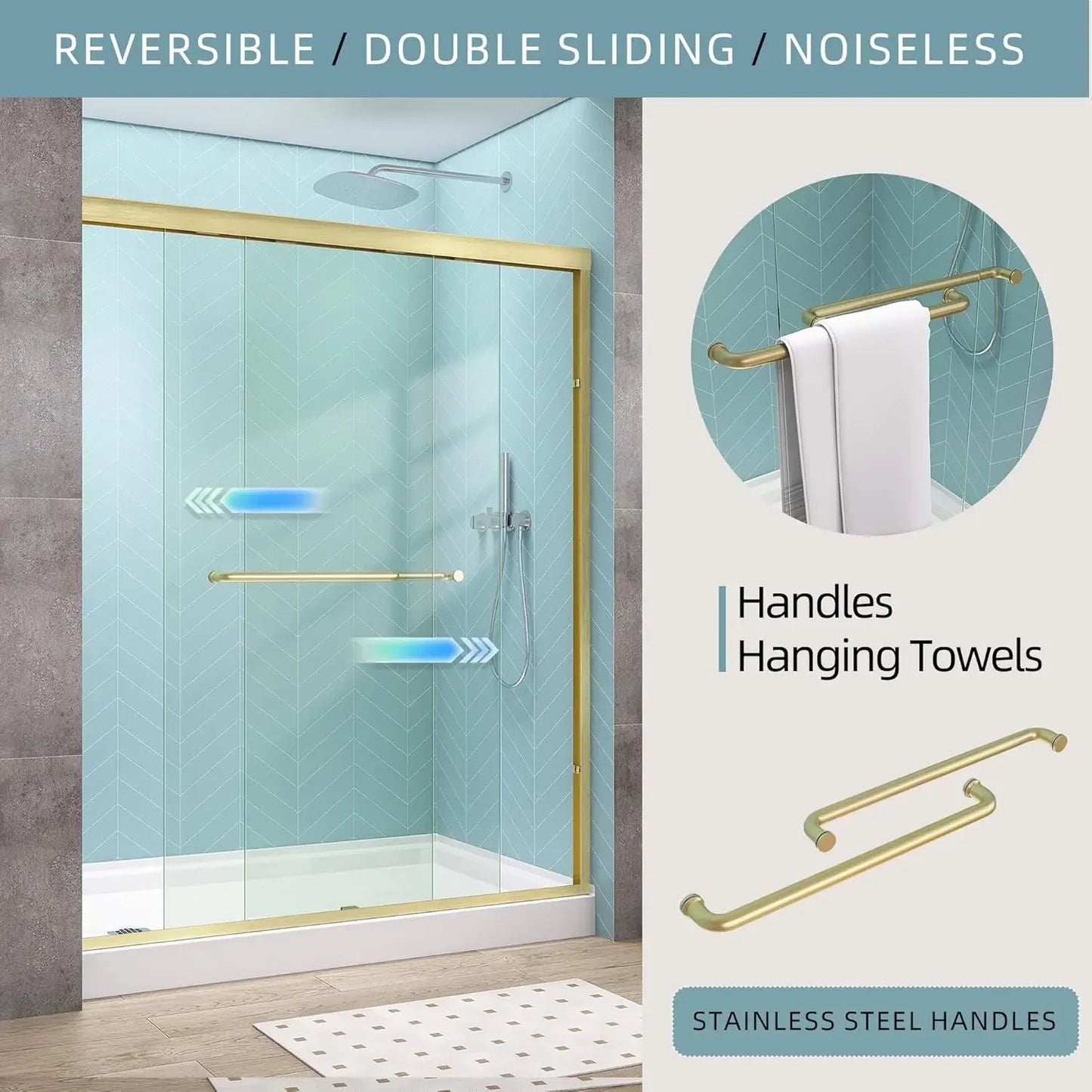Shower Door Double Sliding 56-60 in. W x 72 in. H