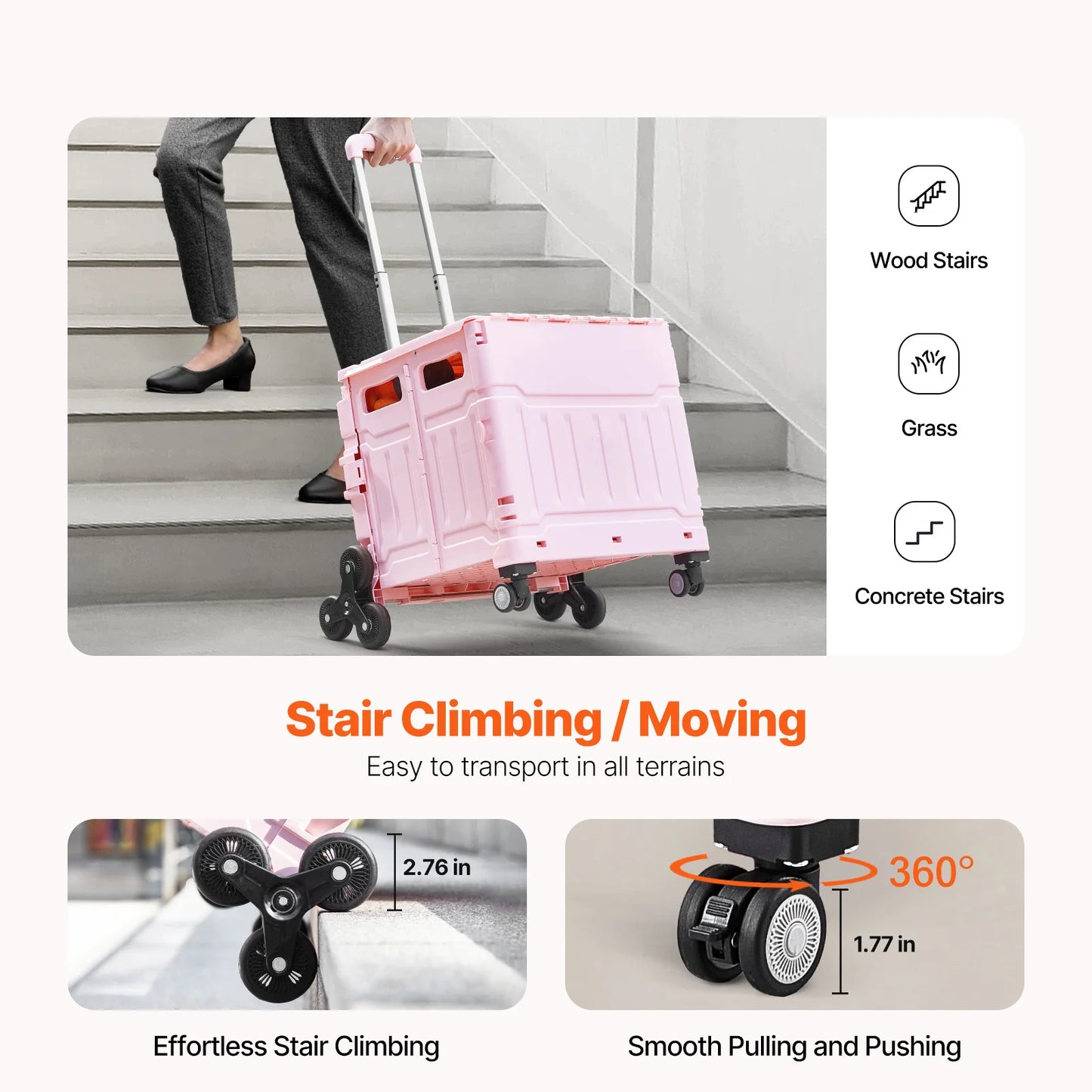 150lbs Stair Climbing Cart Foldable
