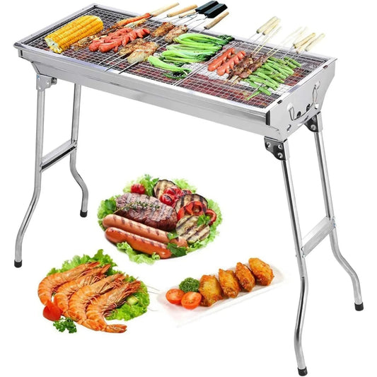 Barbecue Charcoal Grill Stainless Steel Folding