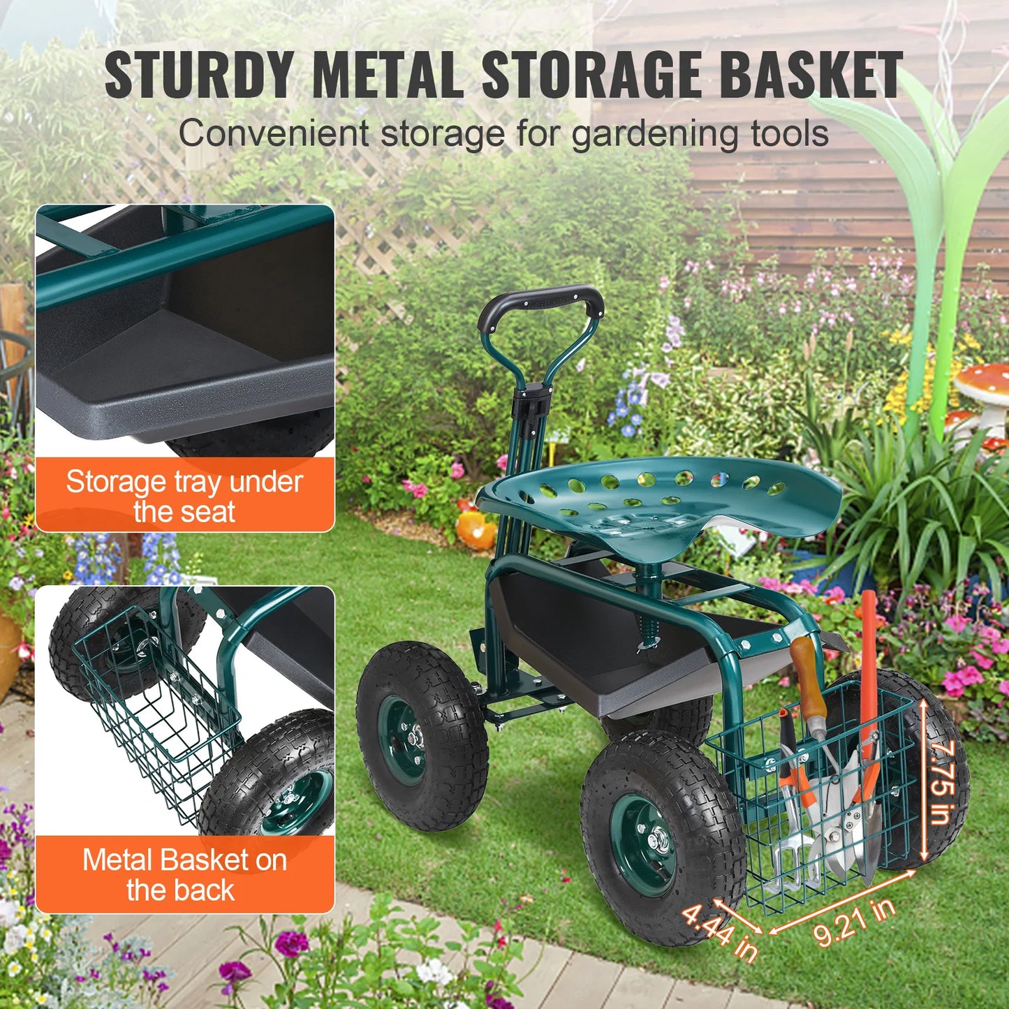 Garden Cart Rolling Workseat