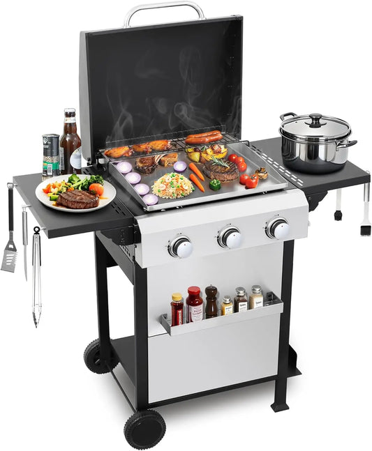 3-Burner Flat Top Propane Gas Grill