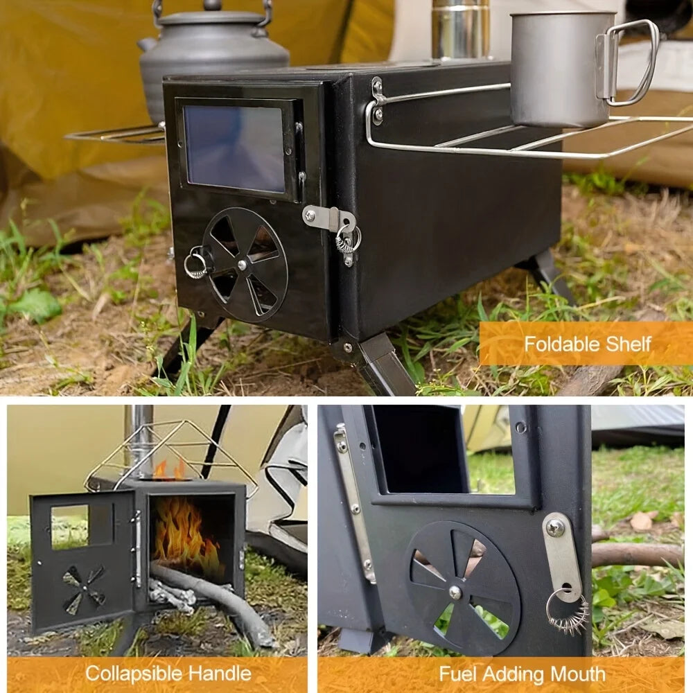 Portable Wood Burning Stove with Chimney Pipe