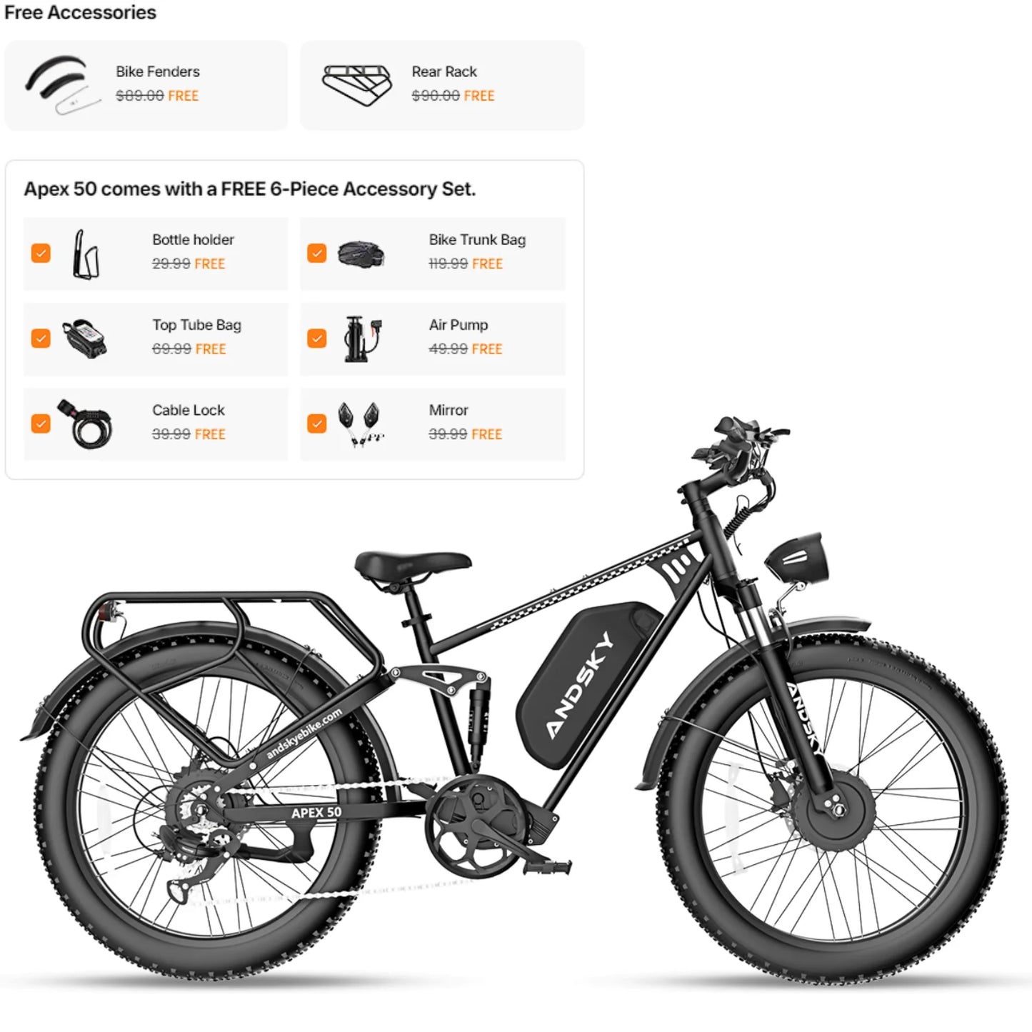AWD Dual Motor Electric Bike 26"x4" Fat Tire