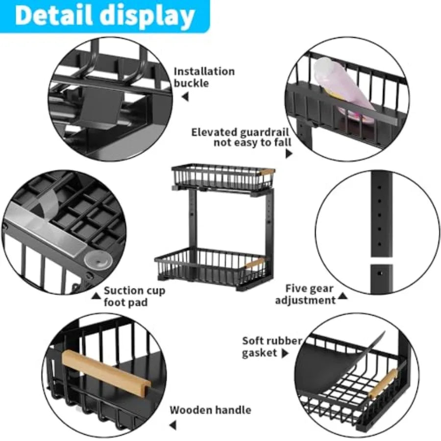2 Tier Metal Under Sink Organizers and Storage, 2 Pack