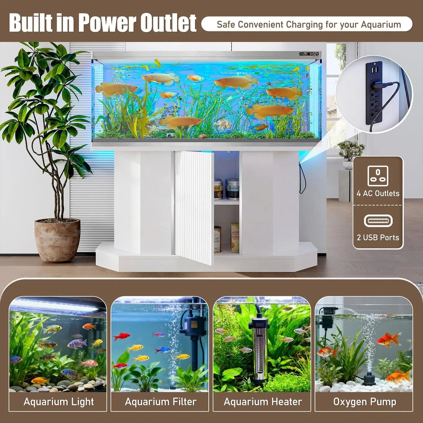 55–75 Gallon Fish Tank Stand with Power Outlet