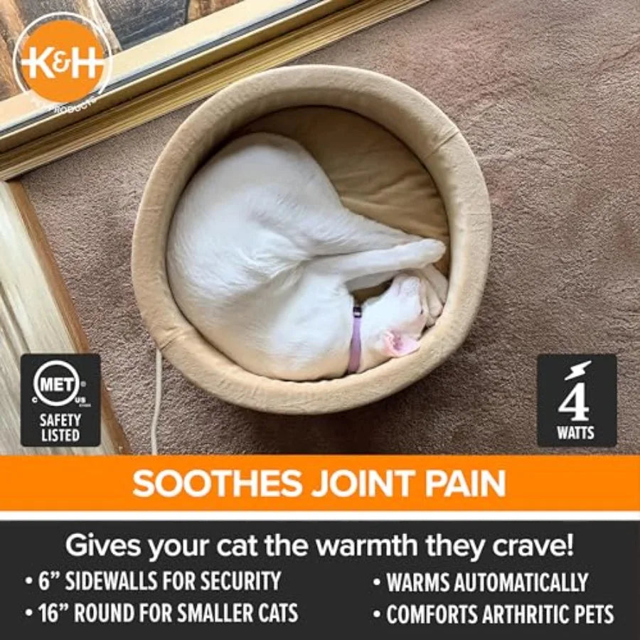 Heated Cat Bed for Indoor Cats, Dogs