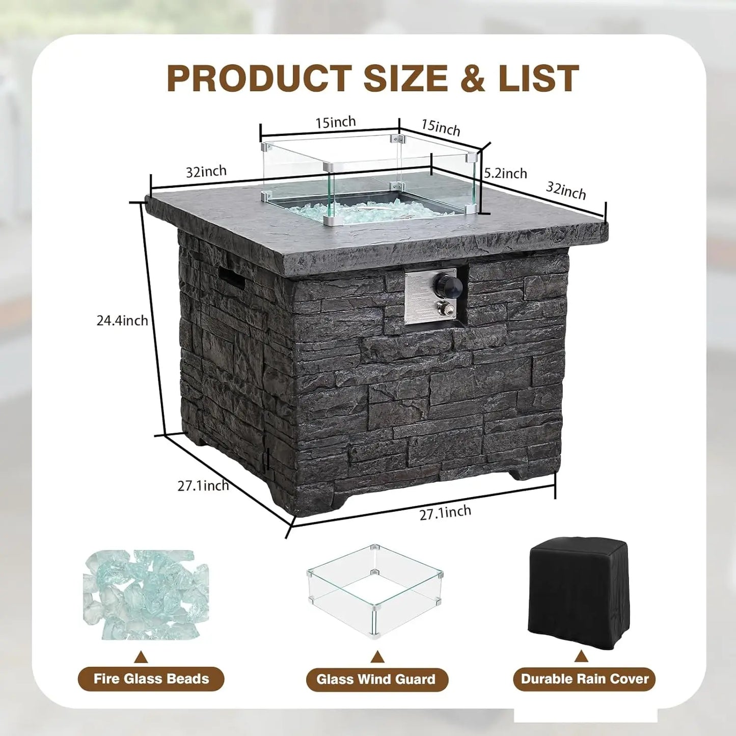 35in 50000BTU Propane Fire Pit Table Set