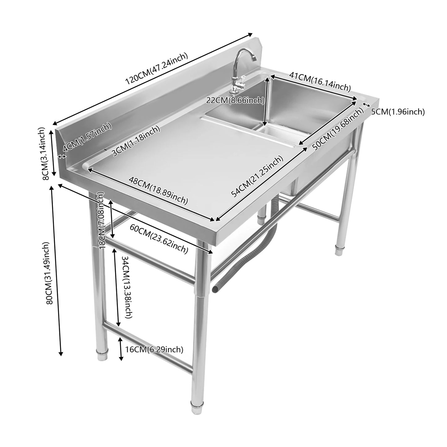 304 Stainless Steel Prep & Utility Sink