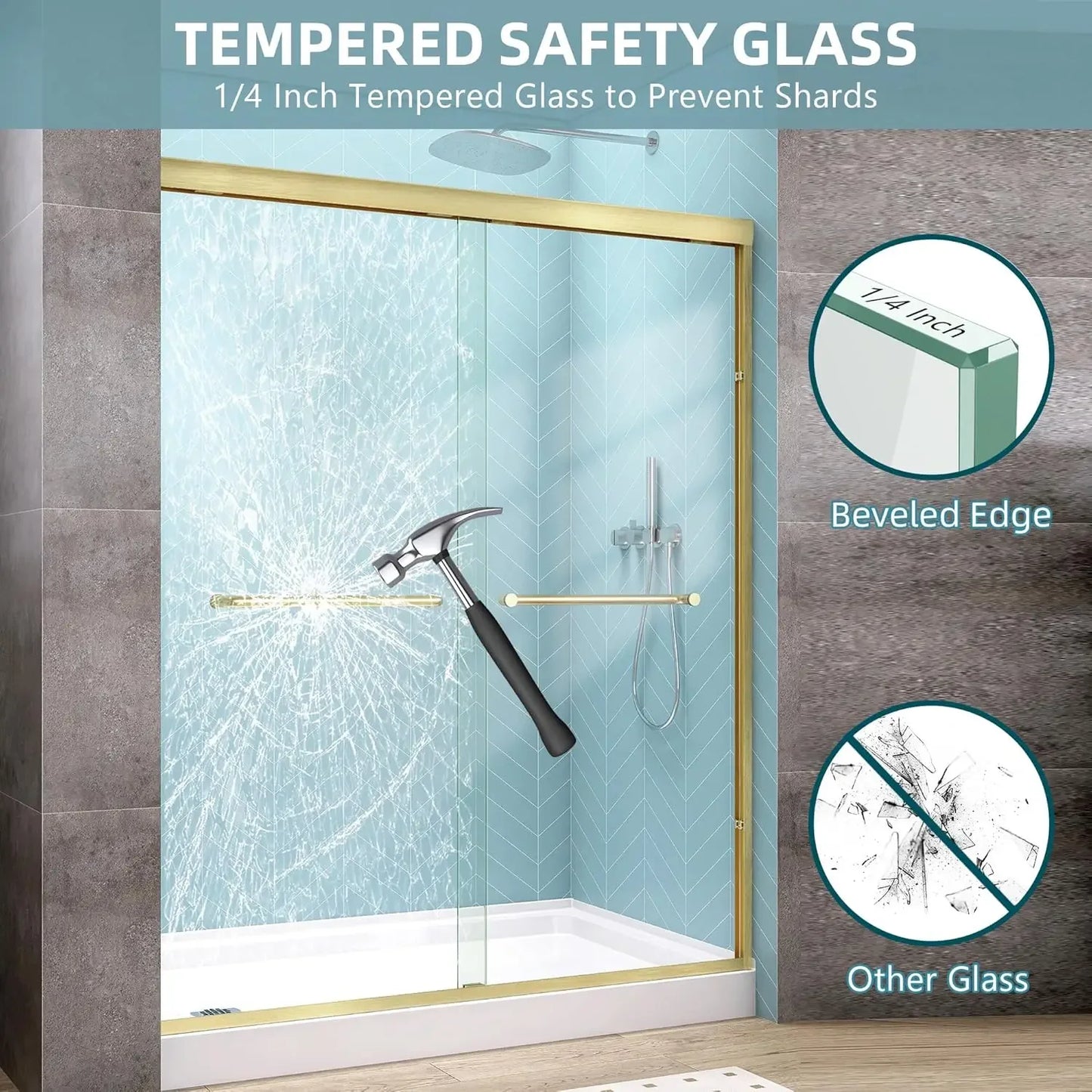 Shower Door Double Sliding 56-60 in. W x 72 in. H