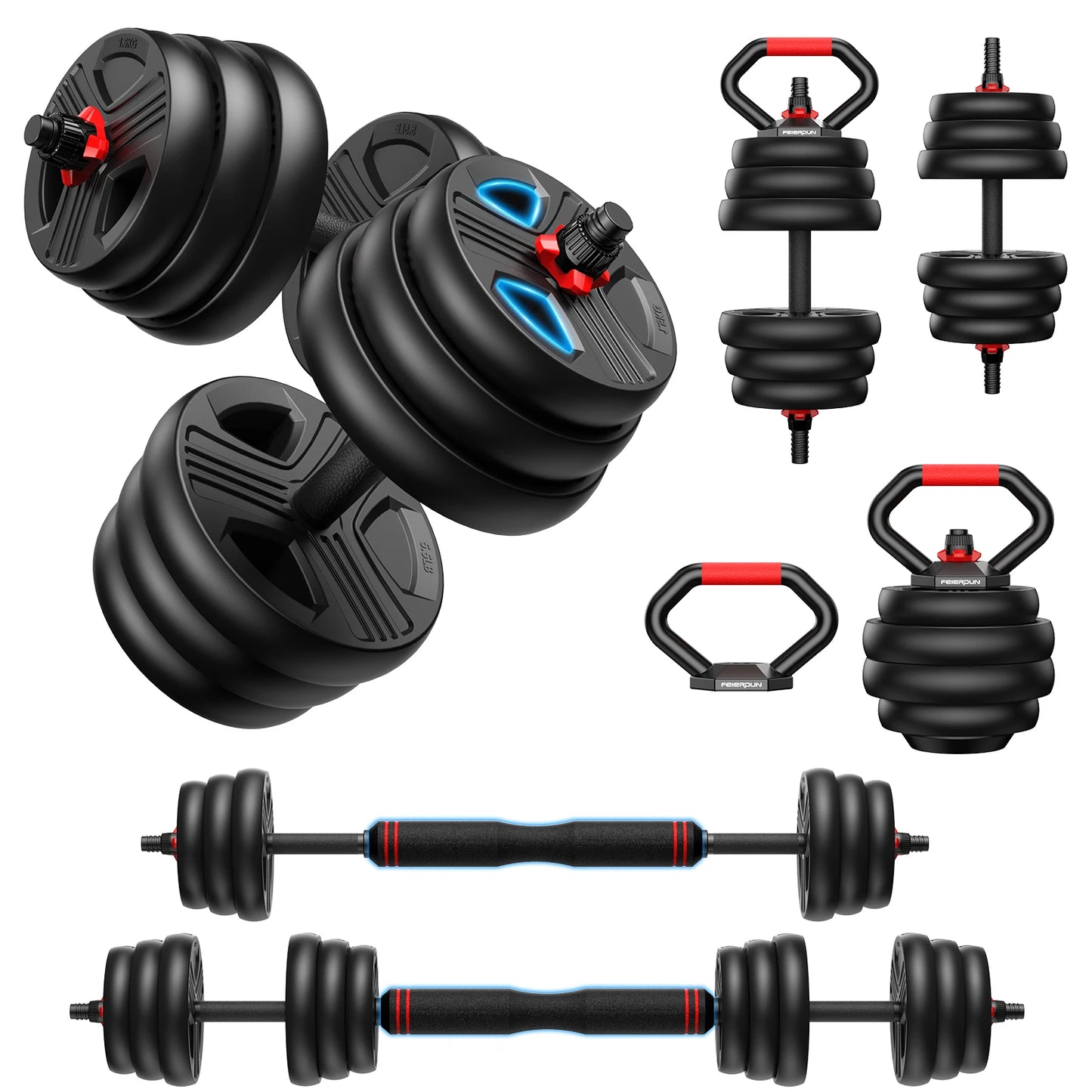 Adjustable 5 in 1 Free Weights Set
