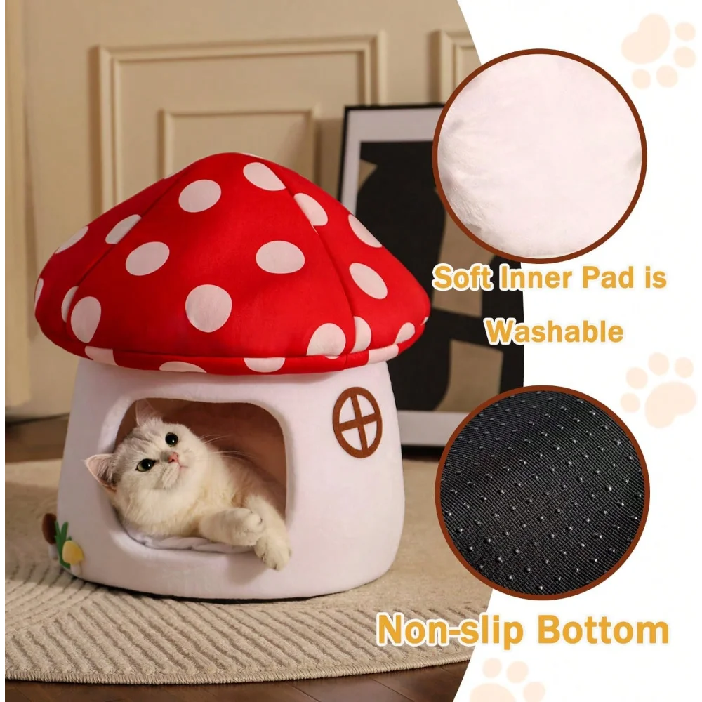 Soft Mushroom Cat Bed House