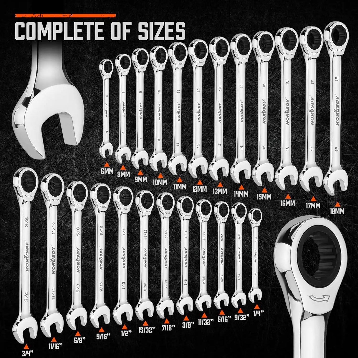 24-Piece Ratcheting Wrench Set | Metric & SAE Sizes