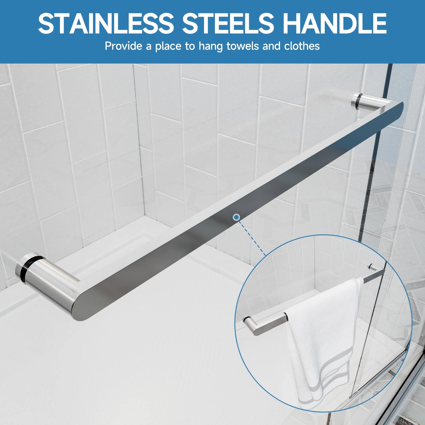 Sliding Door /w Tempered Glass for Walk-in Shower