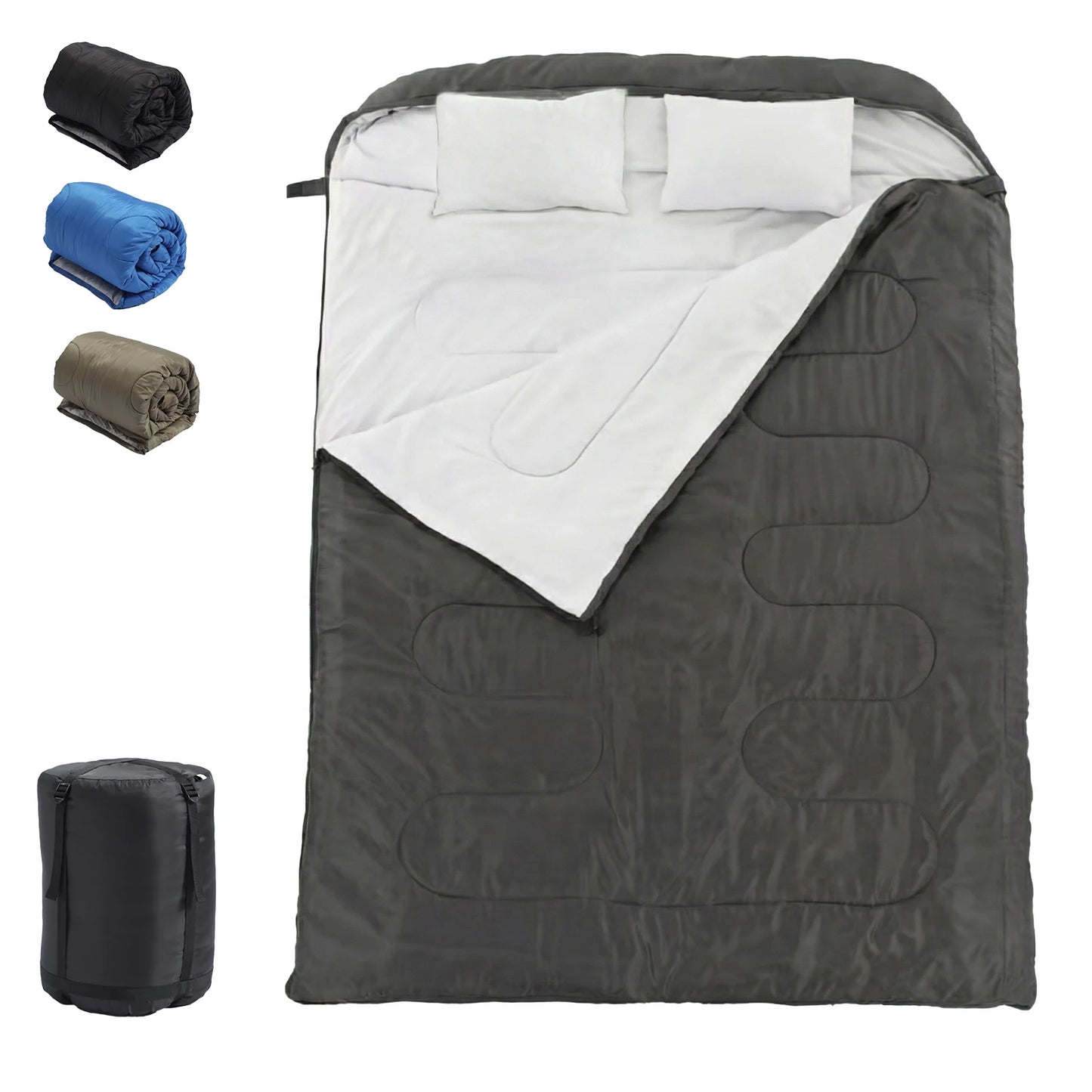 Double Sleeping Bag for Adults with Pillow