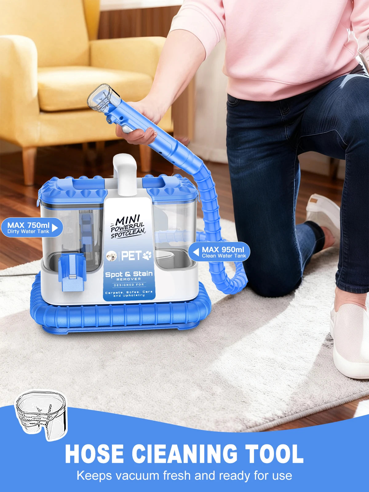 Carpet + Upholstery Cleaner w/ 5 Cleaning Tools