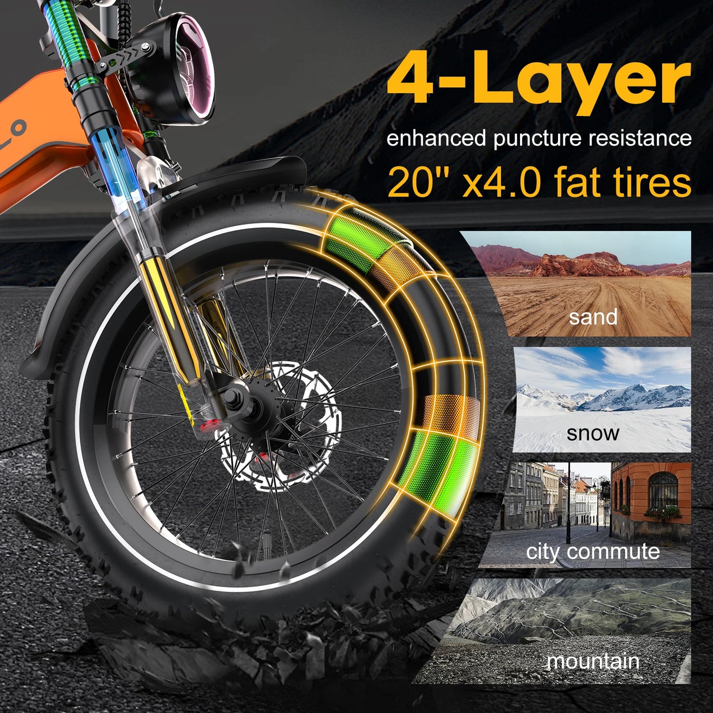 20” Fat Tire 2000W Peak Motor ,48V Removable Battery E Bicycle