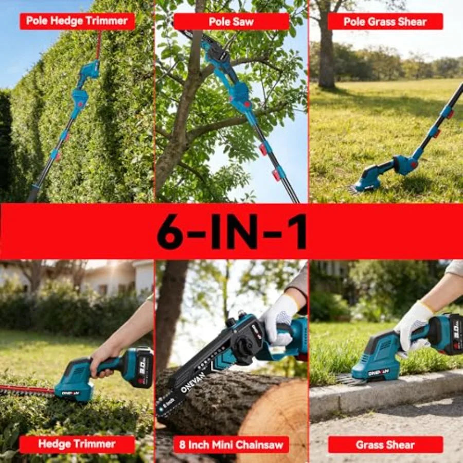 cordless pole saw hedge trimmer, 14.5 ft reach