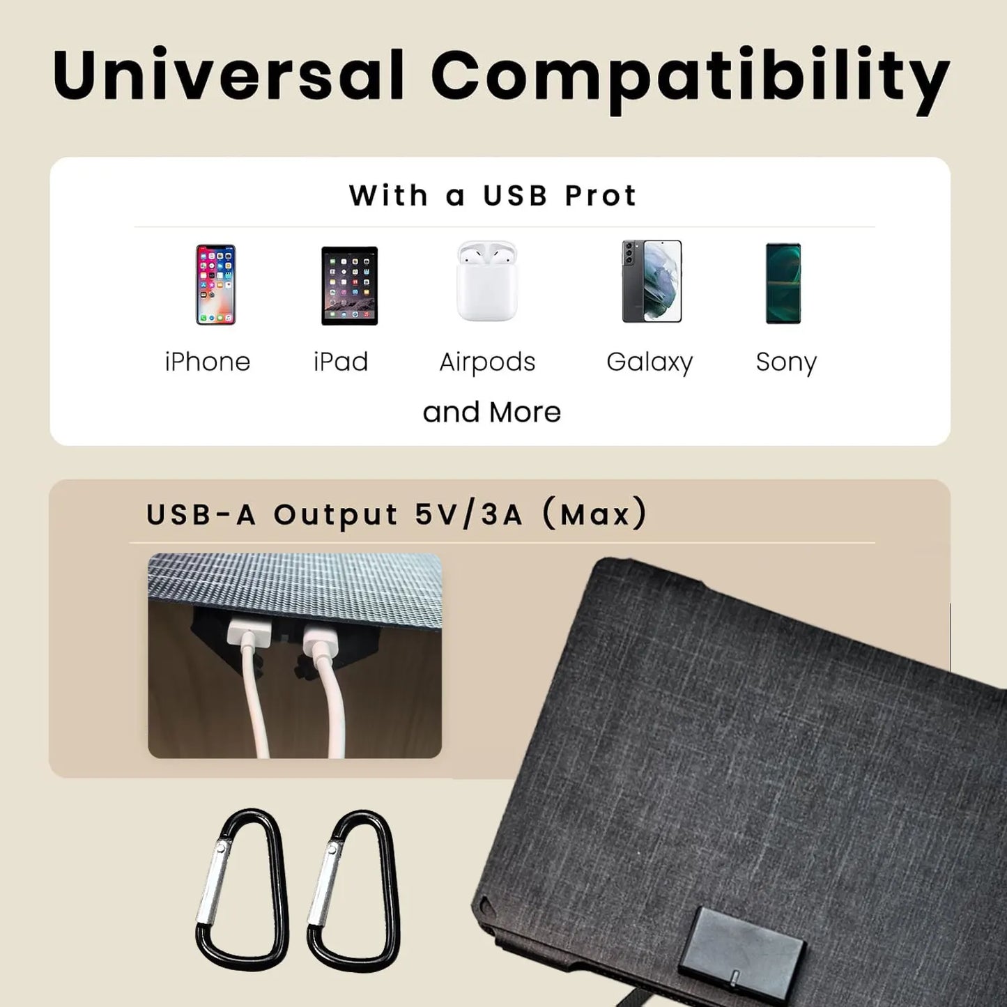 Portable Folding Solar Panel with 1 USB Port
