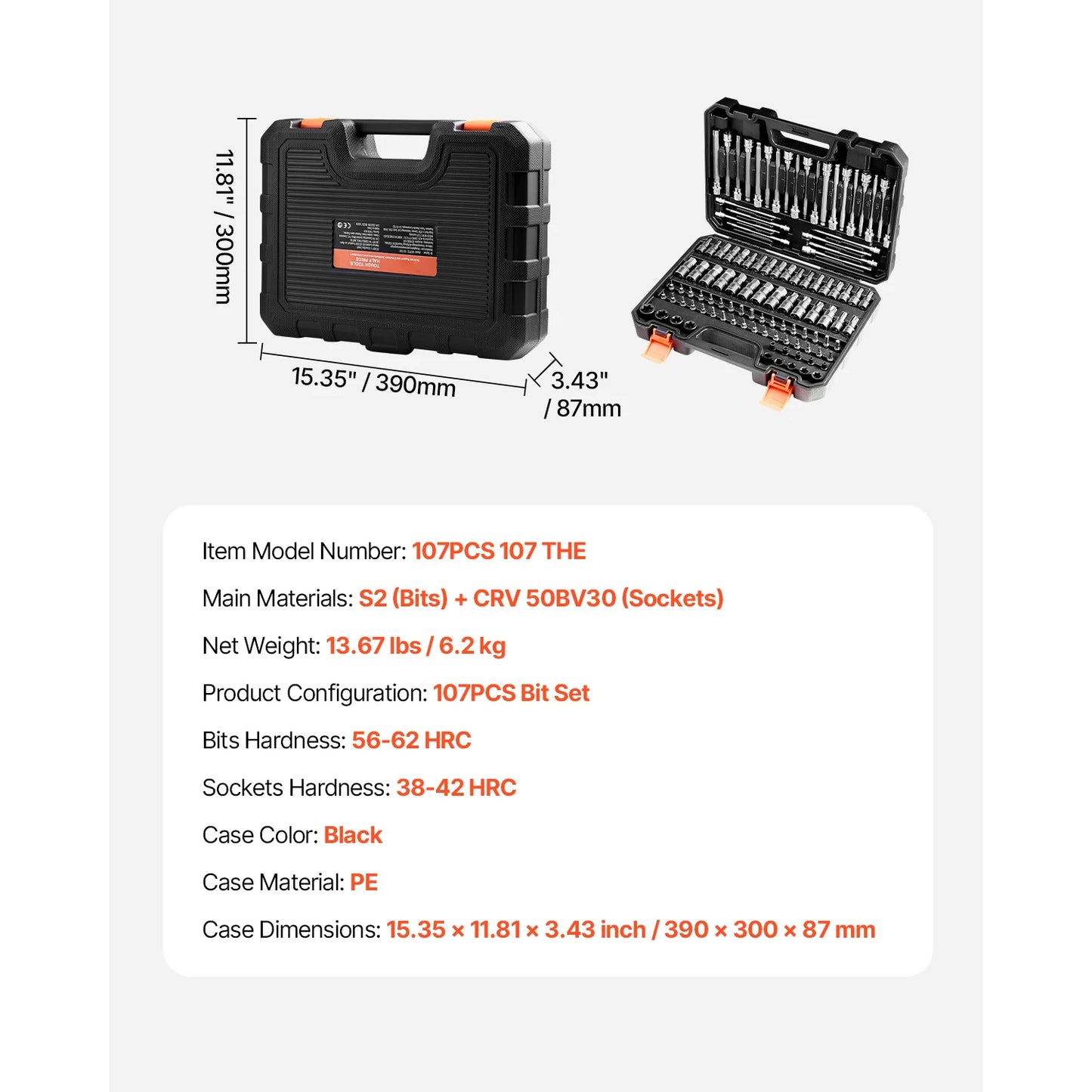 Bit Socket Set 107-Piece SAE and Metric
