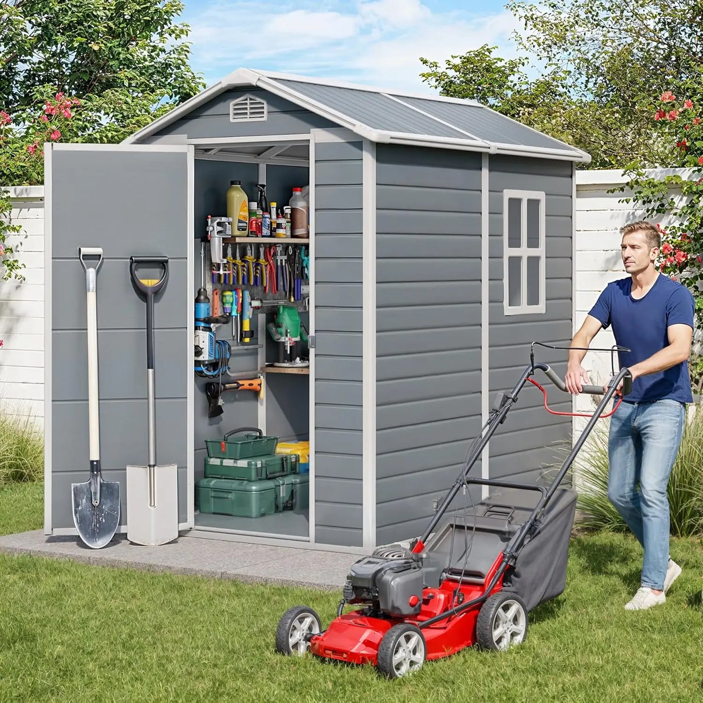 6x4 FT Outdoor Storage Shed with Floor