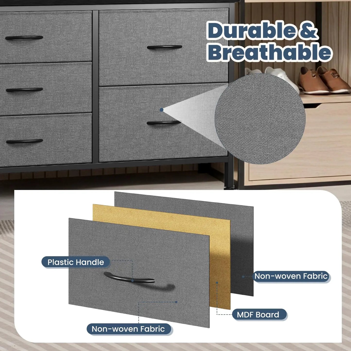 Dresser for Bedroom with 5 Storage Drawers