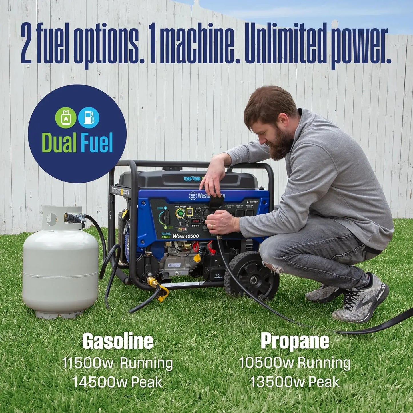 Dual Fuel Portable Generator, 14500 Peak Watts,