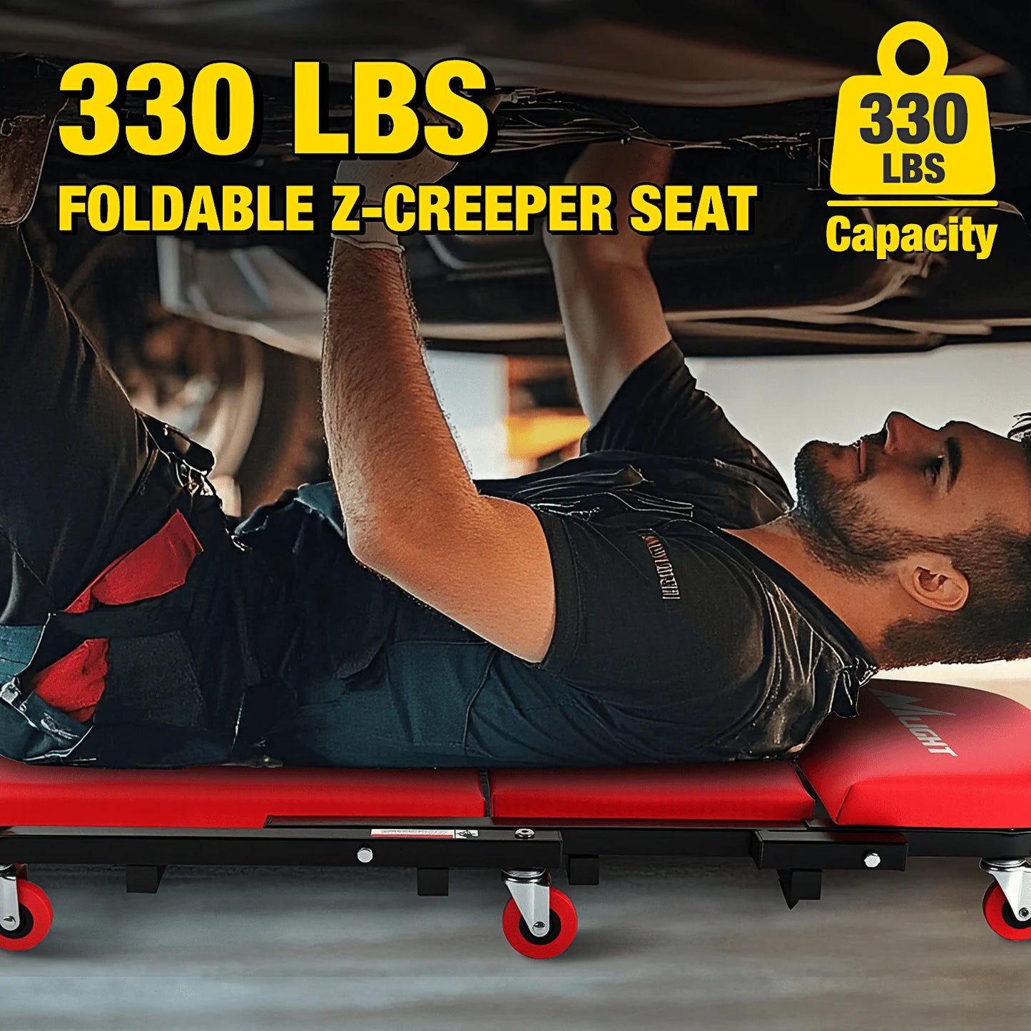 2-In-1 Folding Rolling Mechanic Seat