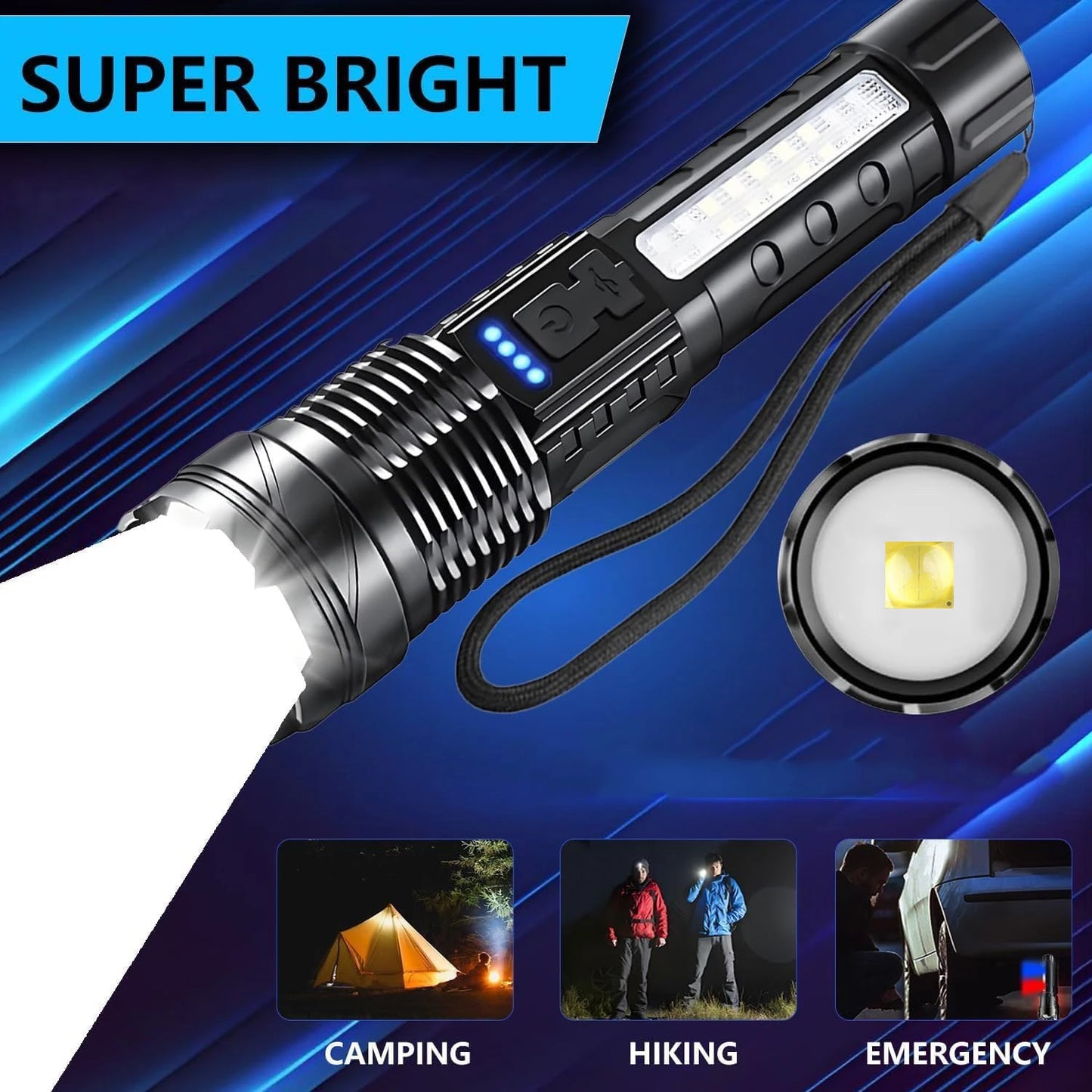 Rechargeable, Super Bright Flashlight, 7 Modes