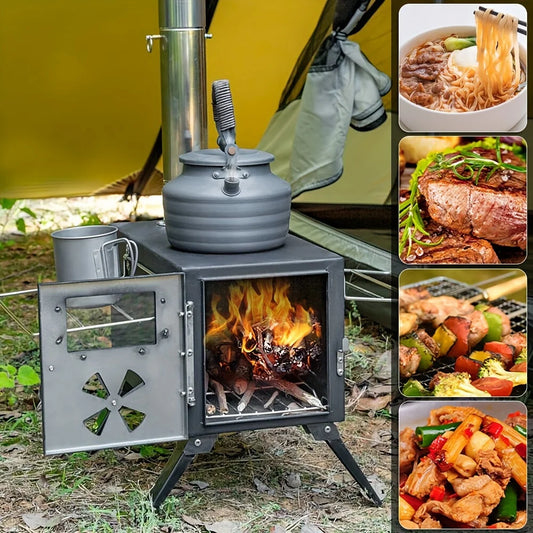 Portable Wood Burning Stove with Chimney Pipe