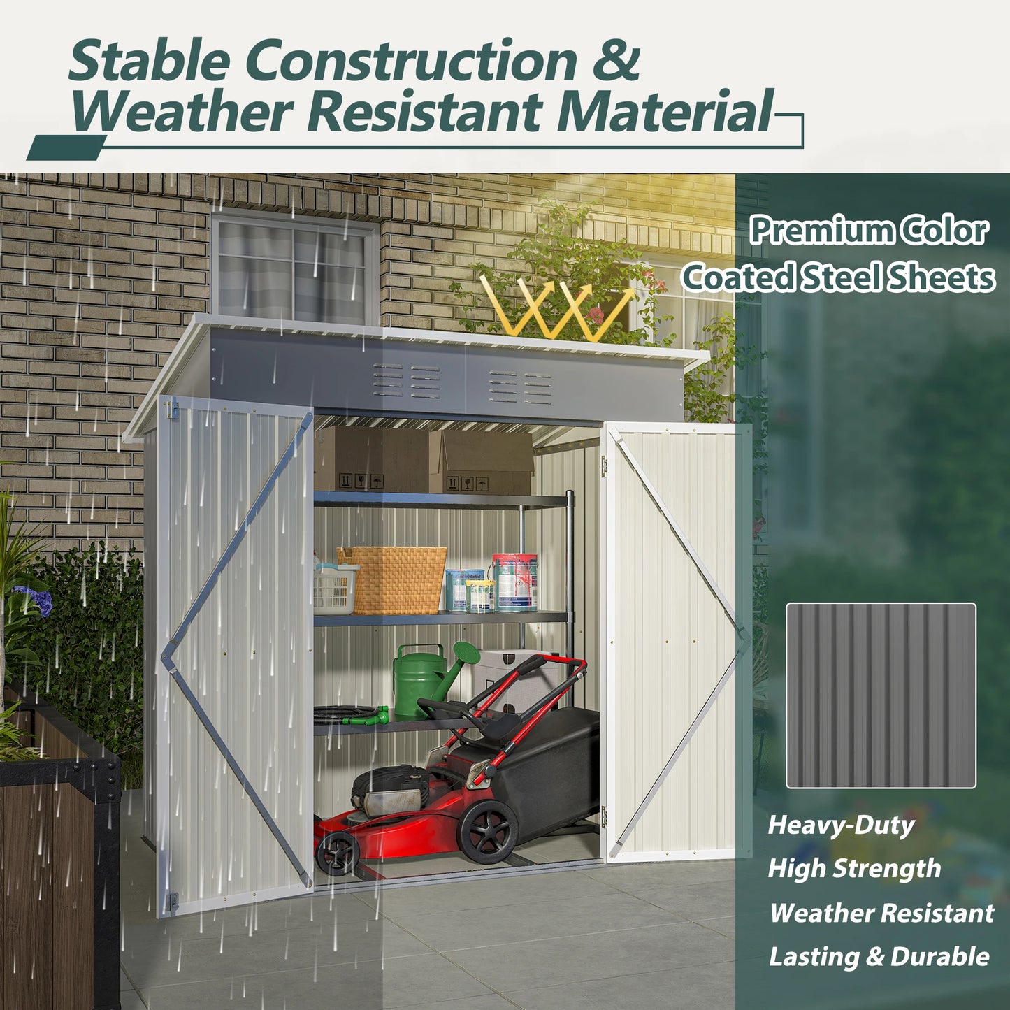 6 x4 FT Metal Storage Shed Lockable