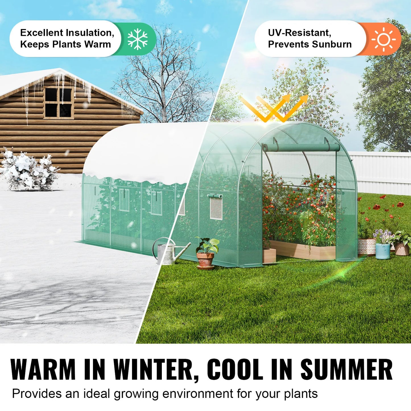 Walk-in Tunnel Greenhouse 14.6x6.36x6.3ft