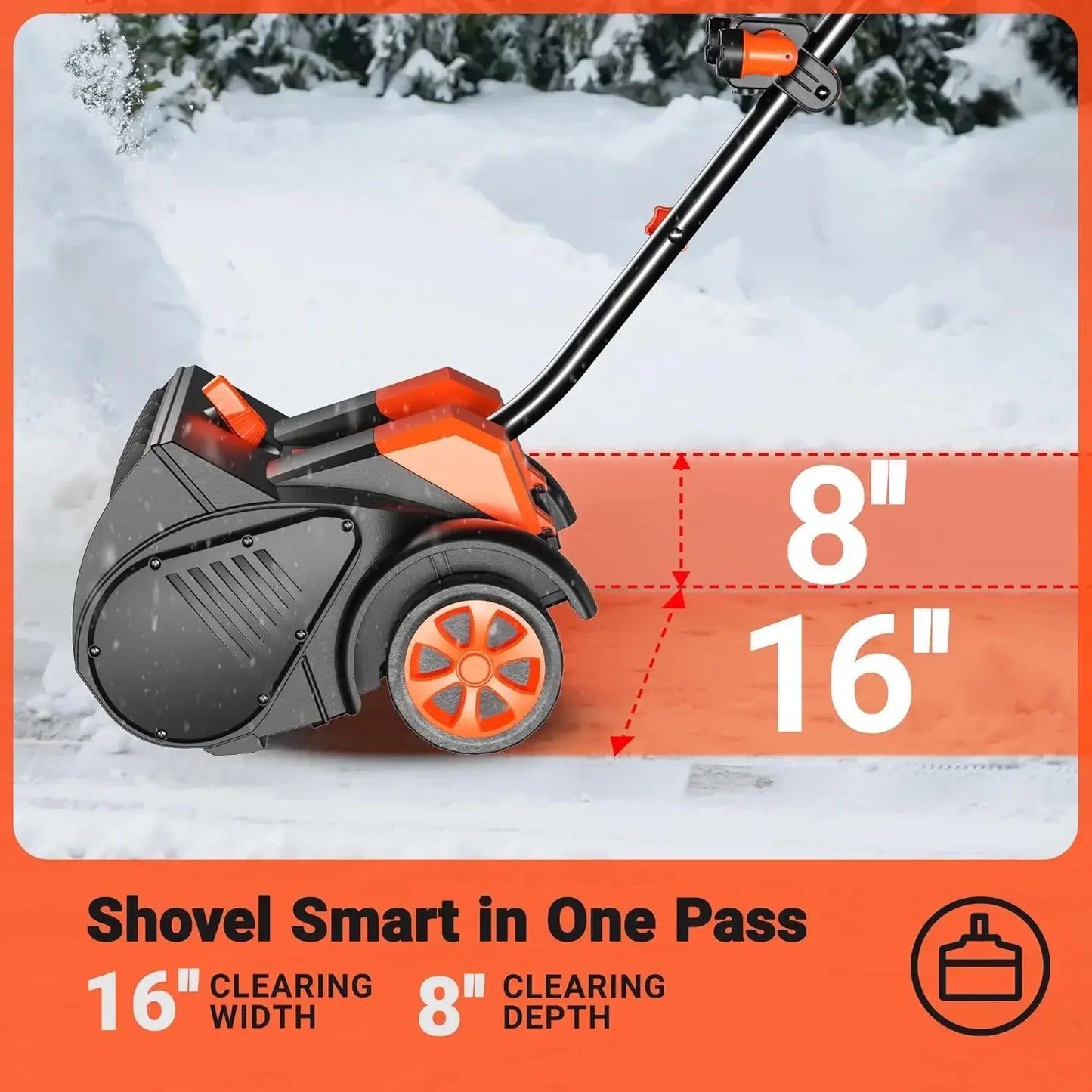 Cordless Snow Shovel with Wheels, 48V