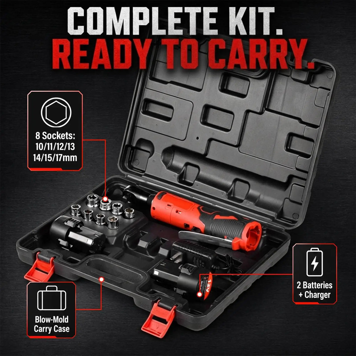 3/8" Electric Ratchet Wrench Set 12V