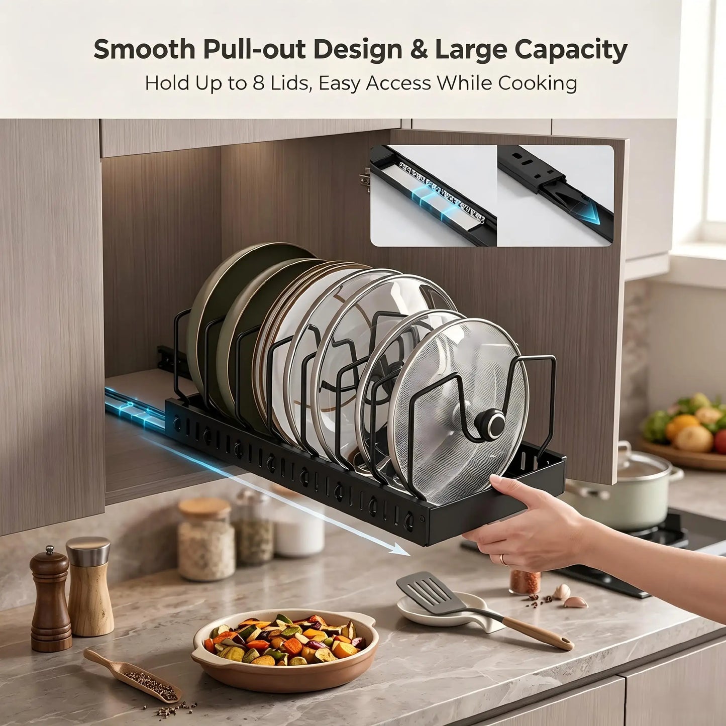 pots, bowls, and lids storage rack