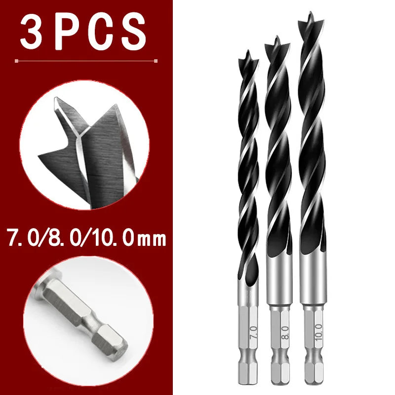 Three Pointed Woodworking Drill Bit Set