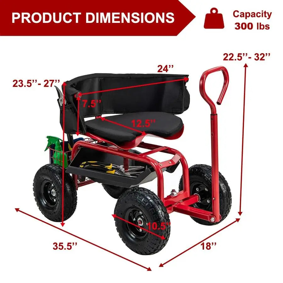 Garden Cart Rolling Workseat