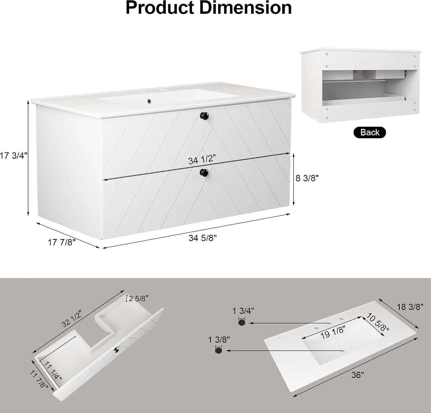 36 Inch Floating Bathroom Vanity