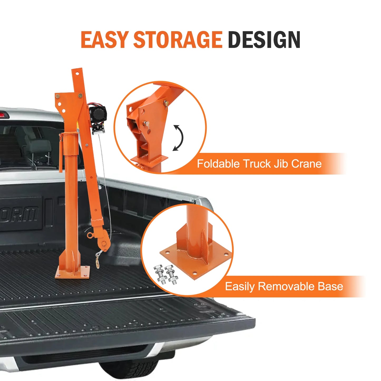 Hydraulic Pickup Truck Crane, 1000 lbs Capacity