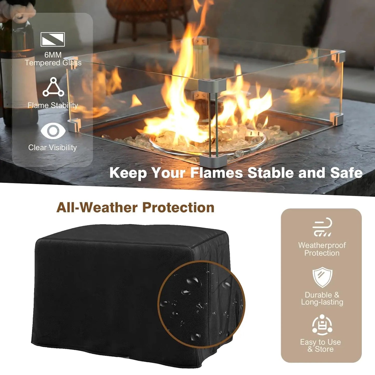 35in 50000BTU Propane Fire Pit Table Set
