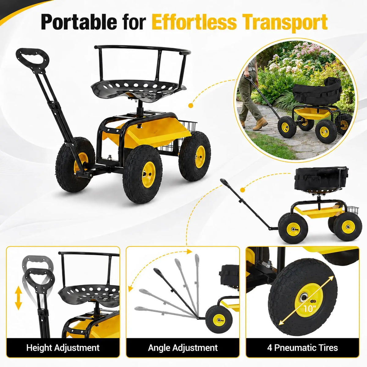 Rolling Garden Seat Cart