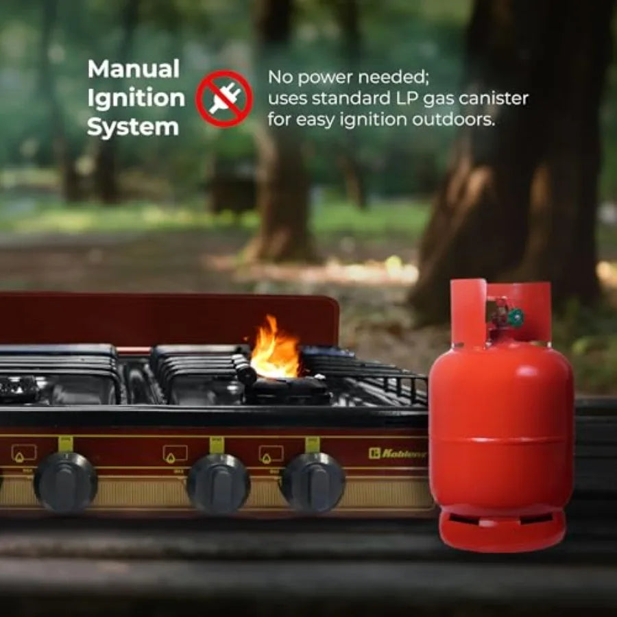 Outdoor gas stove for camping, tailgating, cookouts