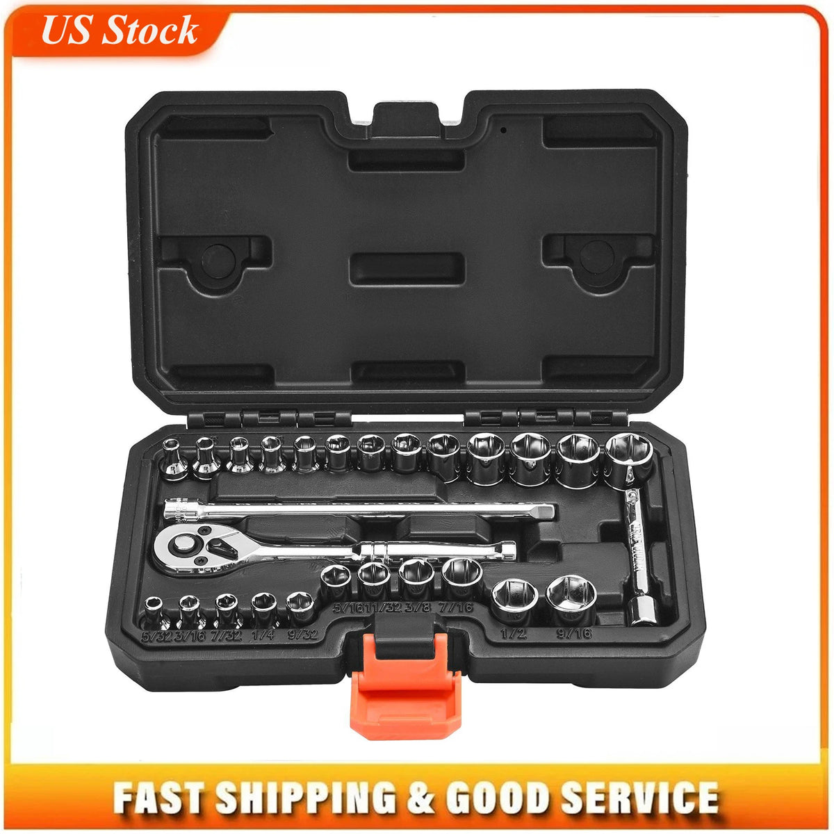 1/4 inch Drive Socket and Ratchet Set, SAE and Metric