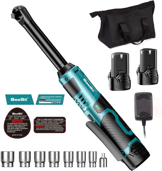 3/8" Long Neck Cordless Ratchet Wrench 2x2.0Ah Batteries