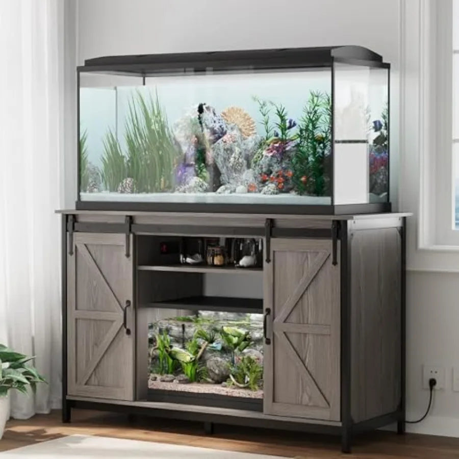Farmhouse 55-75 Gallon Fish Tank Stand with Power Outlet
