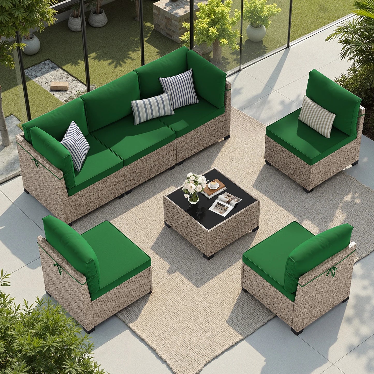 7-Piece Patio Furniture Set, Outdoor Rattan