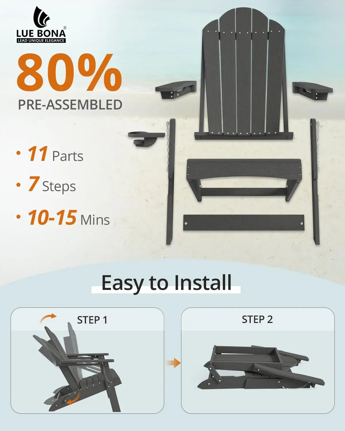 Folding Adirondack Chair Set 4