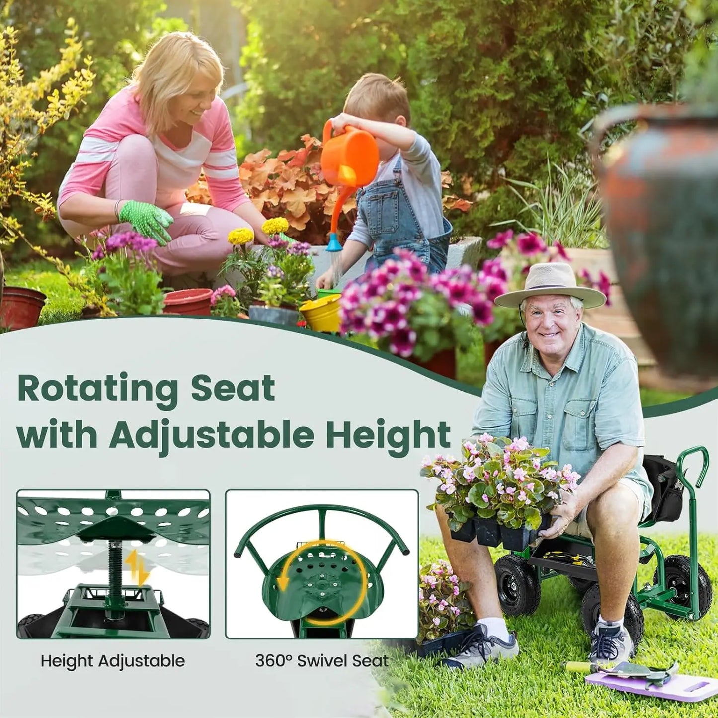 Rolling Gardening Seat with Wheels