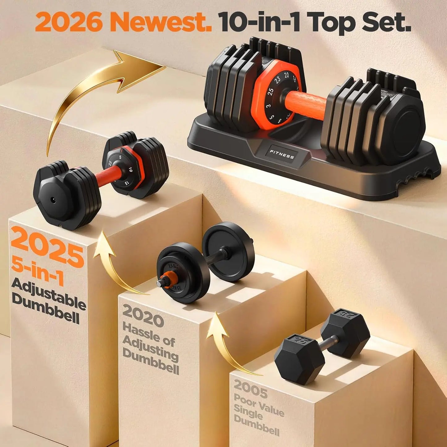 Adjustable Dumbbell Set of 2,50lb Weights