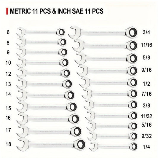 Tool Set Ratcheting Wrenches 22 PCS