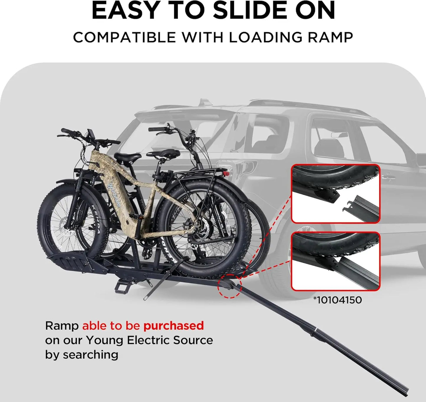 Hitch Mount fits E-Bike with Up to 5-inch Fat Tire Carrier Rack